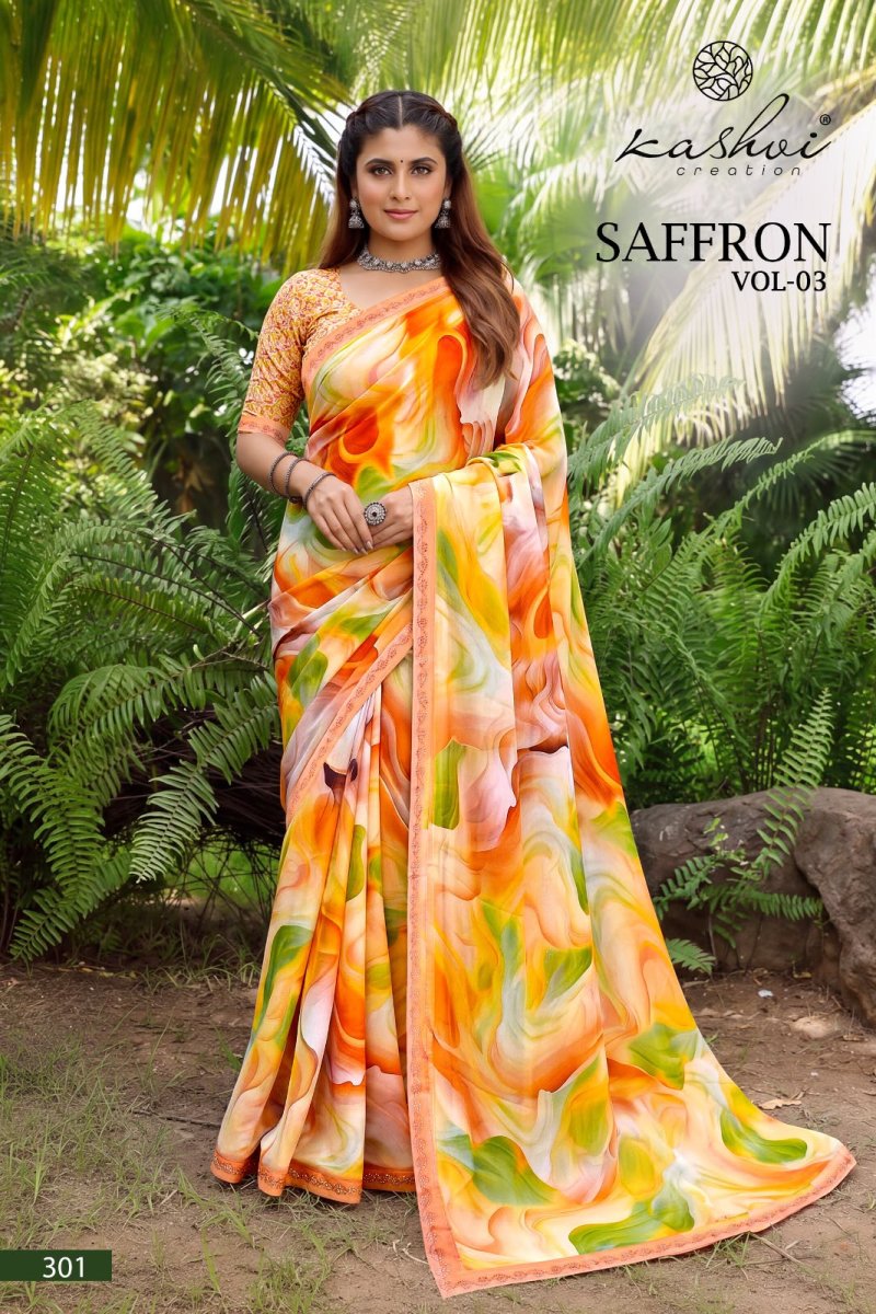 Saffron Vol 3 By Kashvi Raga Weightless Swarovski Saree 
